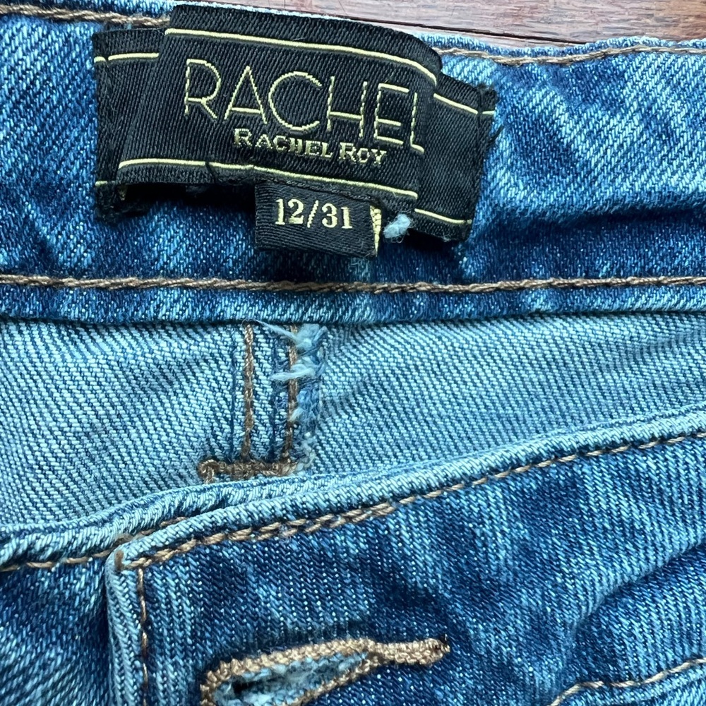 NWT RACHEL Rachel Roy Light Blue Wide-Leg Frayed Hem Jeans - Picture 2 of 4